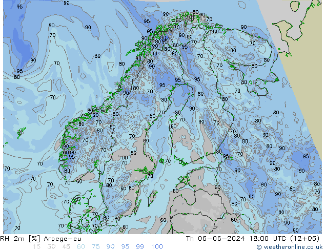 RH 2m Arpege-eu  06.06.2024 18 UTC