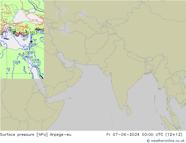 Pressione al suolo Arpege-eu ven 07.06.2024 00 UTC