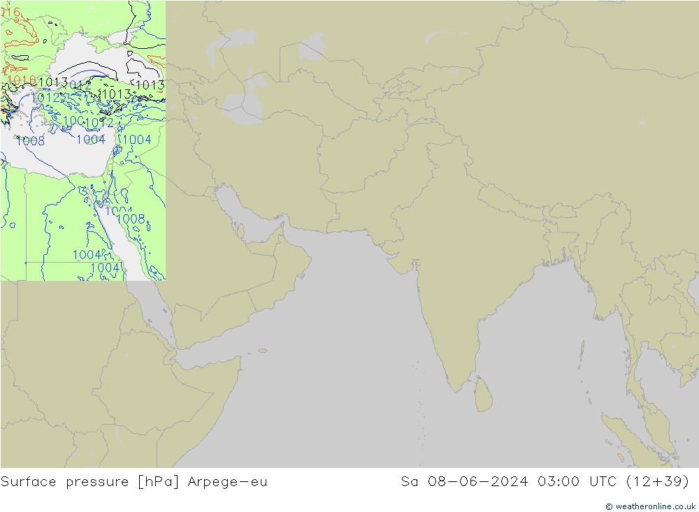 Surface pressure Arpege-eu Sa 08.06.2024 03 UTC