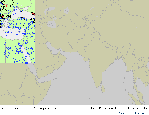 Presión superficial Arpege-eu sáb 08.06.2024 18 UTC