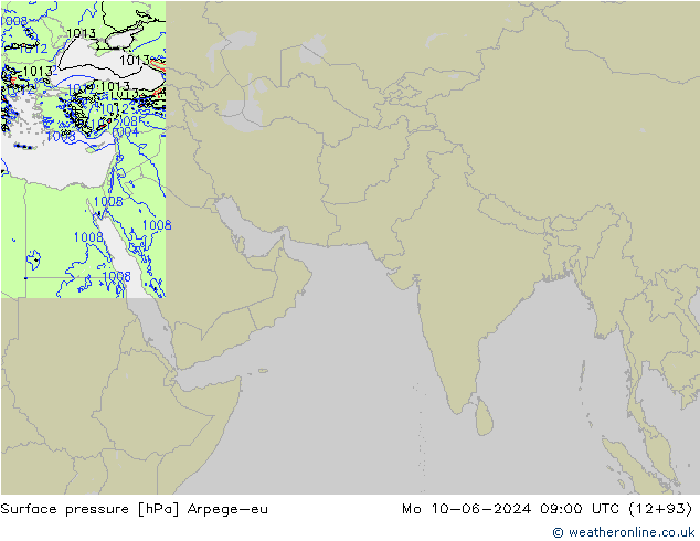 Presión superficial Arpege-eu lun 10.06.2024 09 UTC