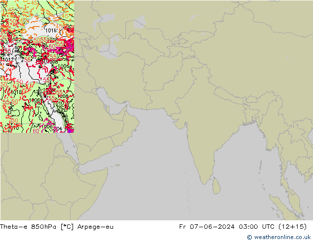 Theta-e 850hPa Arpege-eu  07.06.2024 03 UTC