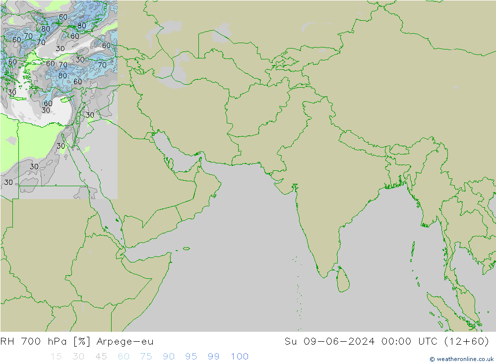 RH 700 hPa Arpege-eu Su 09.06.2024 00 UTC