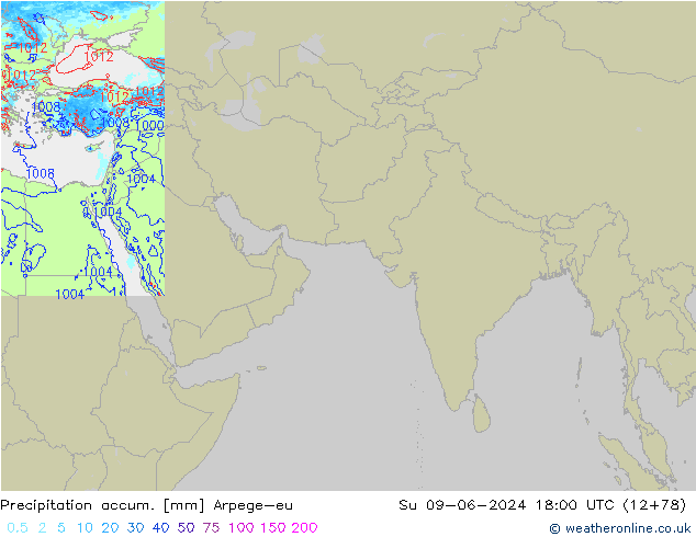 Precipitation accum. Arpege-eu Dom 09.06.2024 18 UTC
