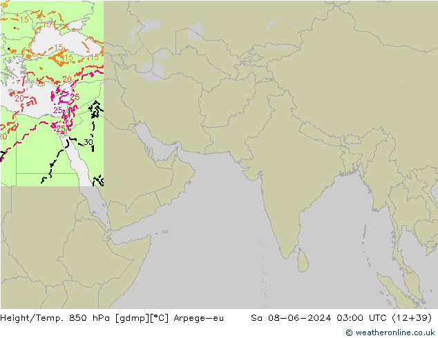 Height/Temp. 850 hPa Arpege-eu Sa 08.06.2024 03 UTC