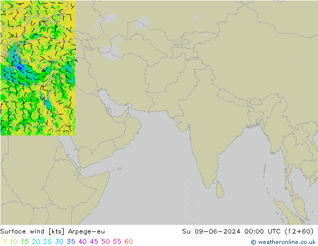 Wind 10 m Arpege-eu zo 09.06.2024 00 UTC