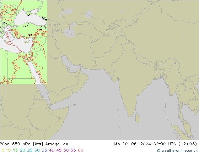 Vent 850 hPa Arpege-eu lun 10.06.2024 09 UTC