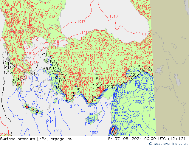 Luchtdruk (Grond) Arpege-eu vr 07.06.2024 00 UTC