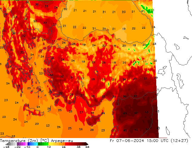 Temperature (2m) Arpege-eu Fr 07.06.2024 15 UTC