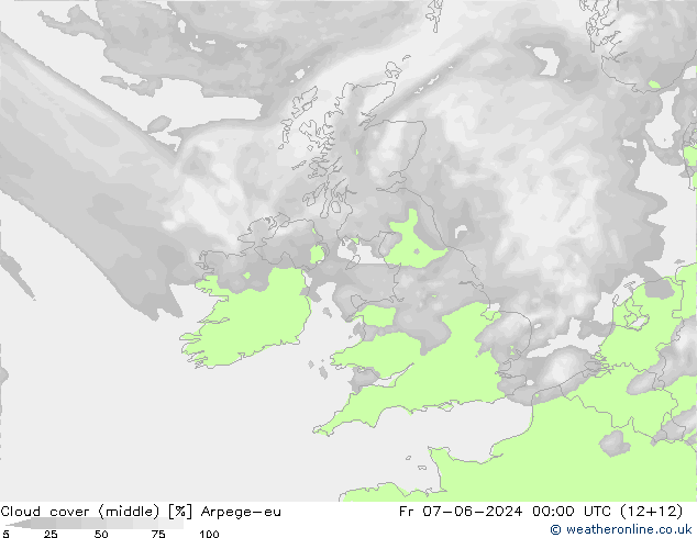 Wolken (mittel) Arpege-eu Fr 07.06.2024 00 UTC