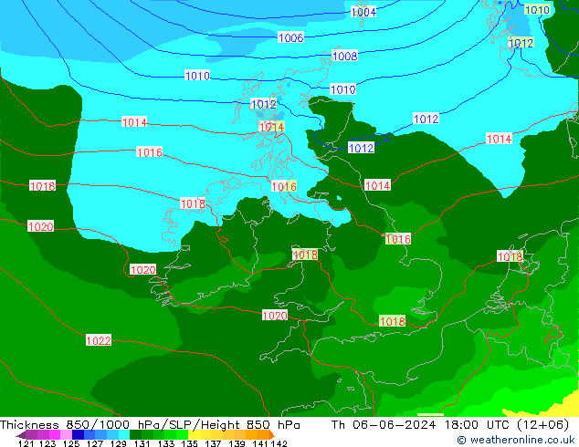 Thck 850-1000 hPa Arpege-eu Qui 06.06.2024 18 UTC