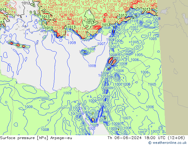 Bodendruck Arpege-eu Do 06.06.2024 18 UTC