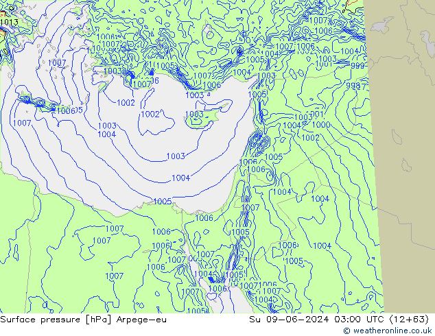 Presión superficial Arpege-eu dom 09.06.2024 03 UTC