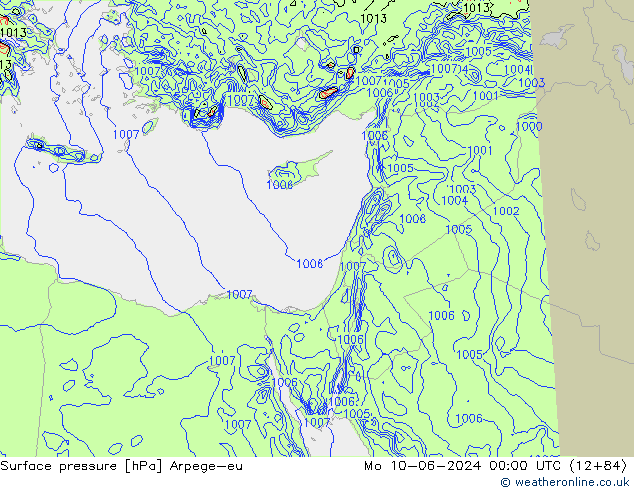 Surface pressure Arpege-eu Mo 10.06.2024 00 UTC