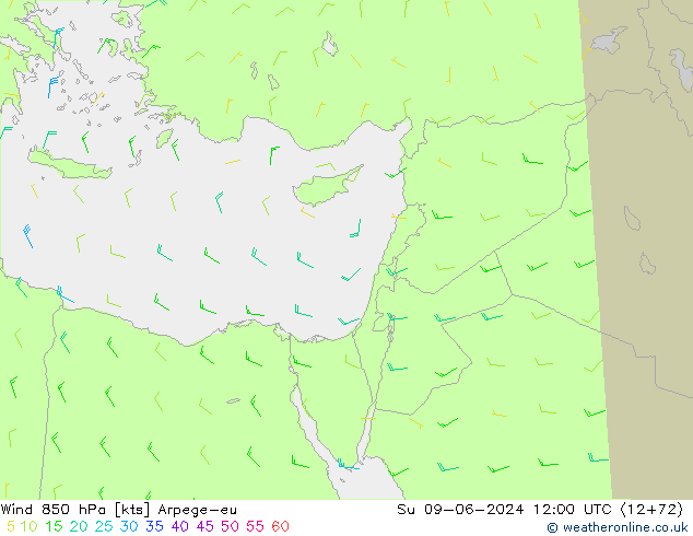 Wind 850 hPa Arpege-eu Su 09.06.2024 12 UTC