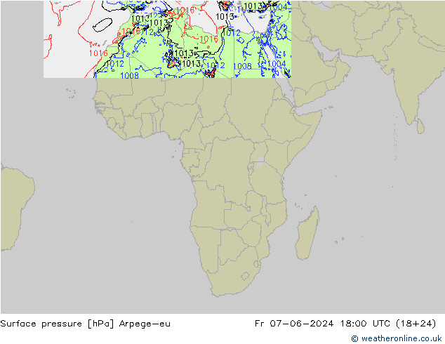 Surface pressure Arpege-eu Fr 07.06.2024 18 UTC