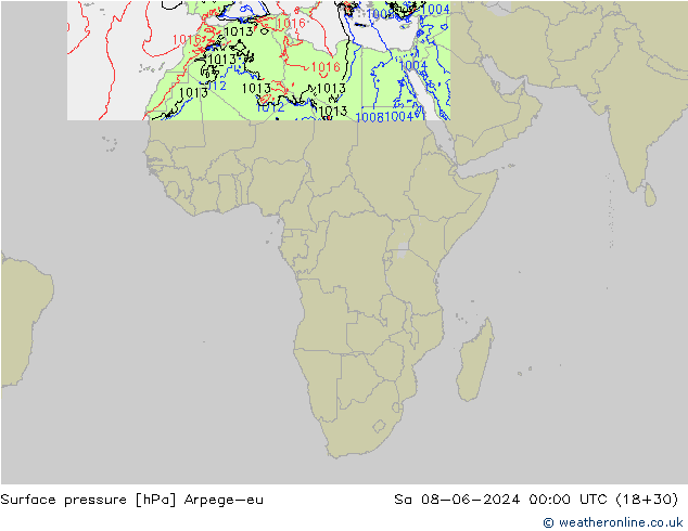 Surface pressure Arpege-eu Sa 08.06.2024 00 UTC