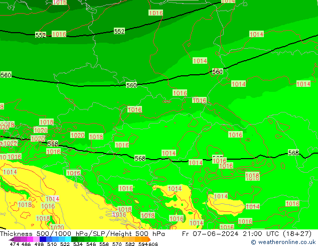 Dikte 500-1000hPa Arpege-eu vr 07.06.2024 21 UTC