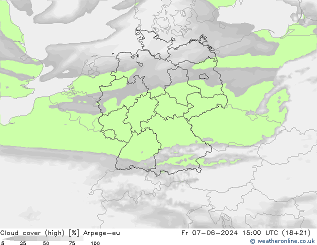 Wolken (hohe) Arpege-eu Fr 07.06.2024 15 UTC