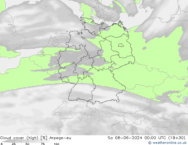 Bewolking (Hoog) Arpege-eu za 08.06.2024 00 UTC