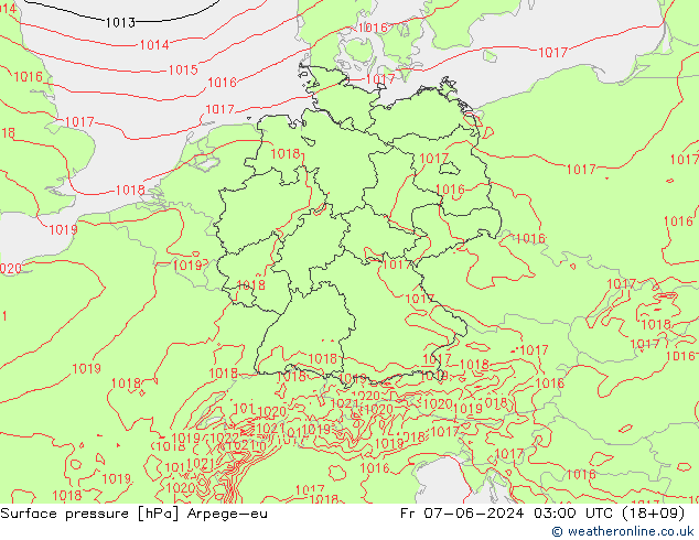 Luchtdruk (Grond) Arpege-eu vr 07.06.2024 03 UTC