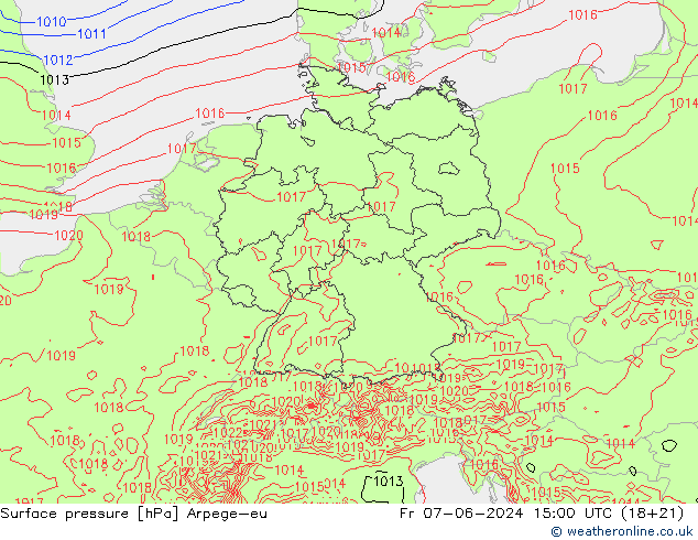 Surface pressure Arpege-eu Fr 07.06.2024 15 UTC