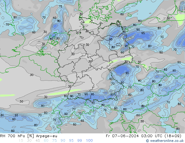 RH 700 hPa Arpege-eu pt. 07.06.2024 03 UTC