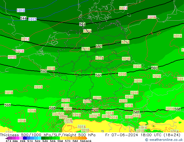 Thck 500-1000hPa Arpege-eu Fr 07.06.2024 18 UTC