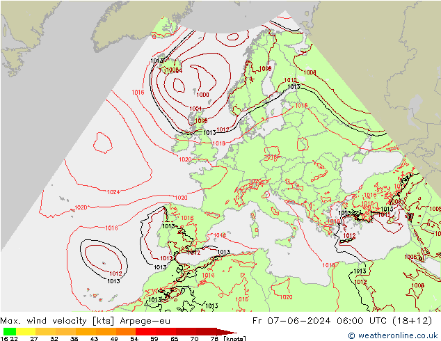 Maks. Rüzgar Hızı Arpege-eu Cu 07.06.2024 06 UTC