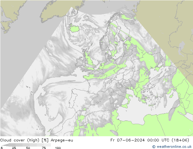 Bulutlar (yüksek) Arpege-eu Cu 07.06.2024 00 UTC