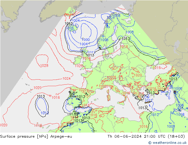 pressão do solo Arpege-eu Qui 06.06.2024 21 UTC