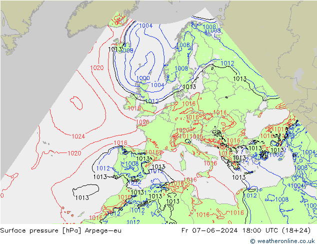 pression de l'air Arpege-eu ven 07.06.2024 18 UTC