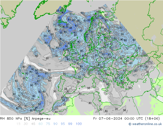 RV 850 hPa Arpege-eu vr 07.06.2024 00 UTC