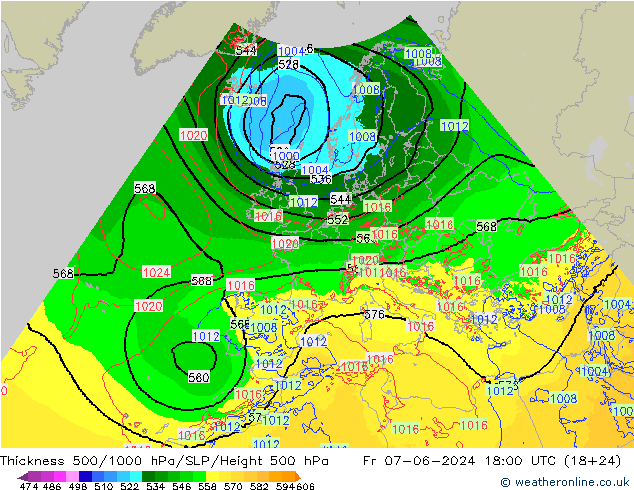 Thck 500-1000hPa Arpege-eu Fr 07.06.2024 18 UTC