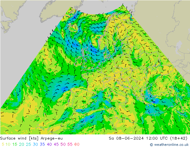 Bodenwind Arpege-eu Sa 08.06.2024 12 UTC