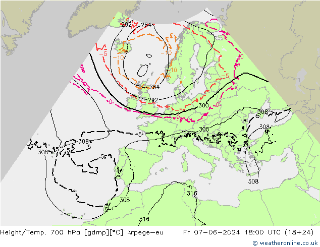 Height/Temp. 700 hPa Arpege-eu pt. 07.06.2024 18 UTC