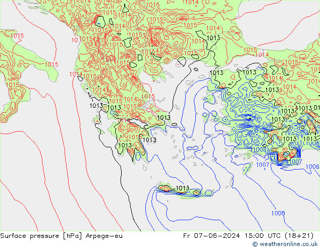 приземное давление Arpege-eu пт 07.06.2024 15 UTC