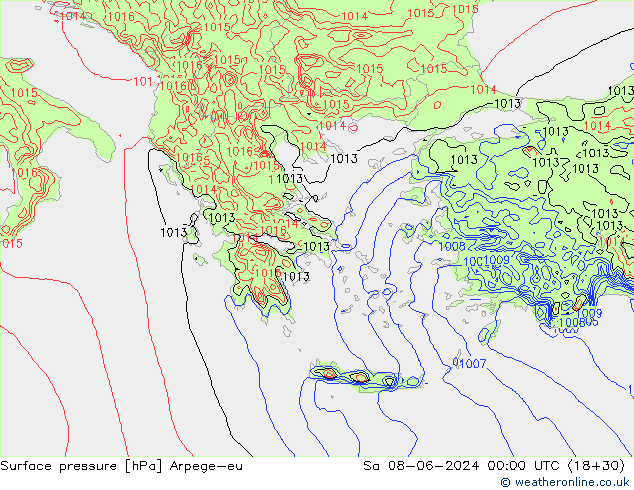 Yer basıncı Arpege-eu Cts 08.06.2024 00 UTC