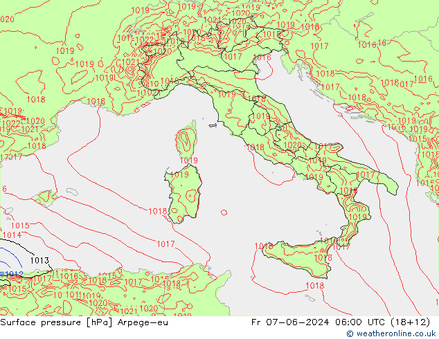 Luchtdruk (Grond) Arpege-eu vr 07.06.2024 06 UTC