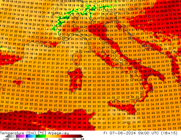 Temperature (2m) Arpege-eu Fr 07.06.2024 09 UTC