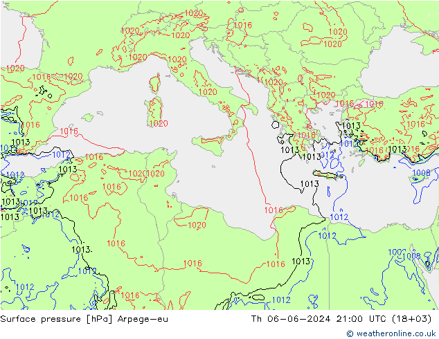 pressão do solo Arpege-eu Qui 06.06.2024 21 UTC