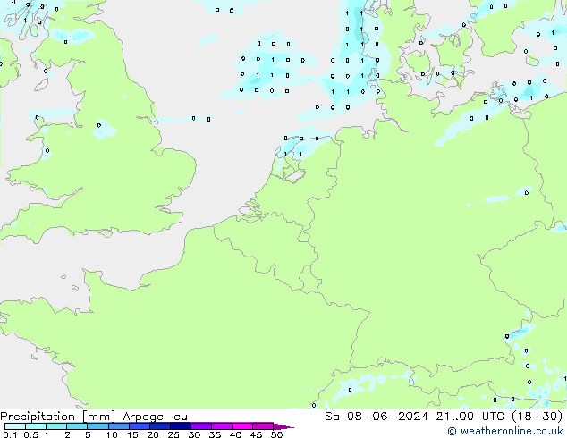 Neerslag Arpege-eu za 08.06.2024 00 UTC