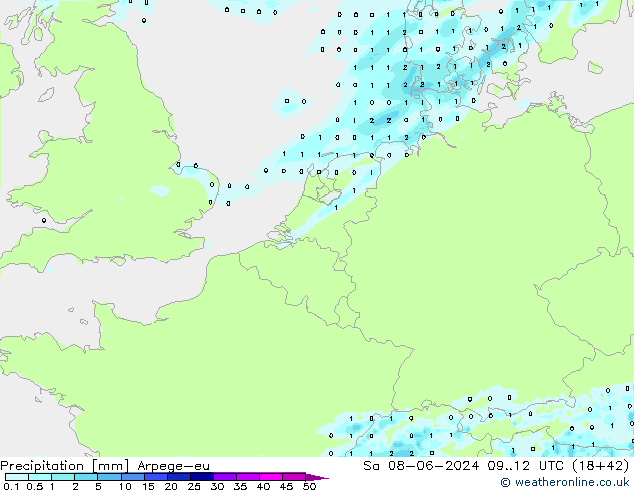 Precipitation Arpege-eu Sa 08.06.2024 12 UTC