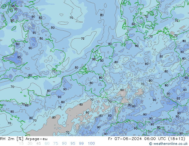 RH 2m Arpege-eu  07.06.2024 06 UTC