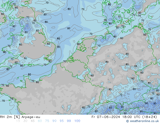 RH 2m Arpege-eu  07.06.2024 18 UTC