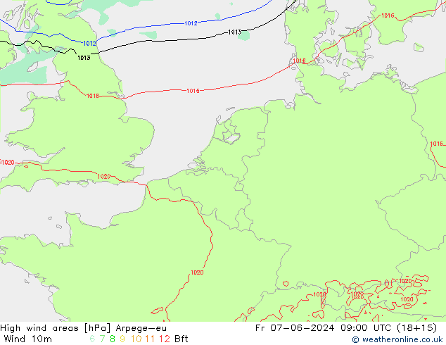 High wind areas Arpege-eu Fr 07.06.2024 09 UTC
