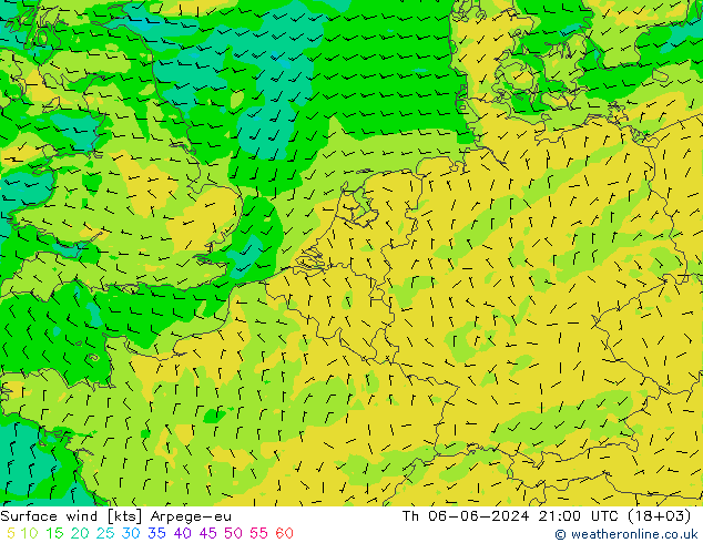 Wind 10 m Arpege-eu do 06.06.2024 21 UTC