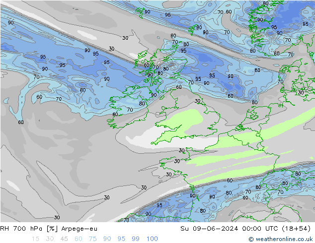 RV 700 hPa Arpege-eu zo 09.06.2024 00 UTC