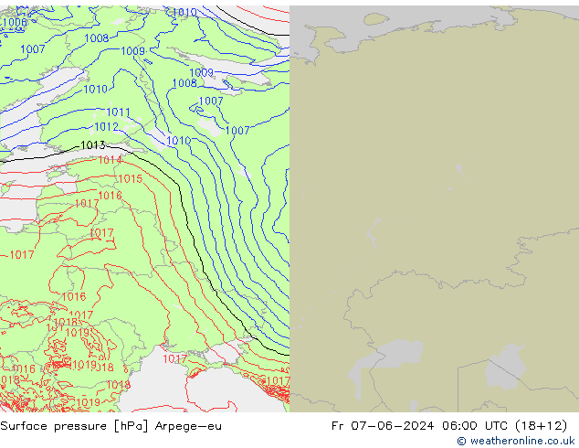 Surface pressure Arpege-eu Fr 07.06.2024 06 UTC