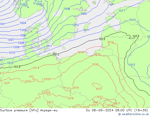 pressão do solo Arpege-eu Sáb 08.06.2024 06 UTC